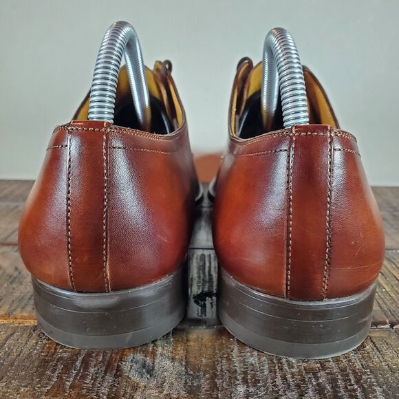 Magnanni Flex Porto Mens Size 7 Leather Plain Toe Derby Lace Up Dress Shoe Brown - Picture 4 of 12